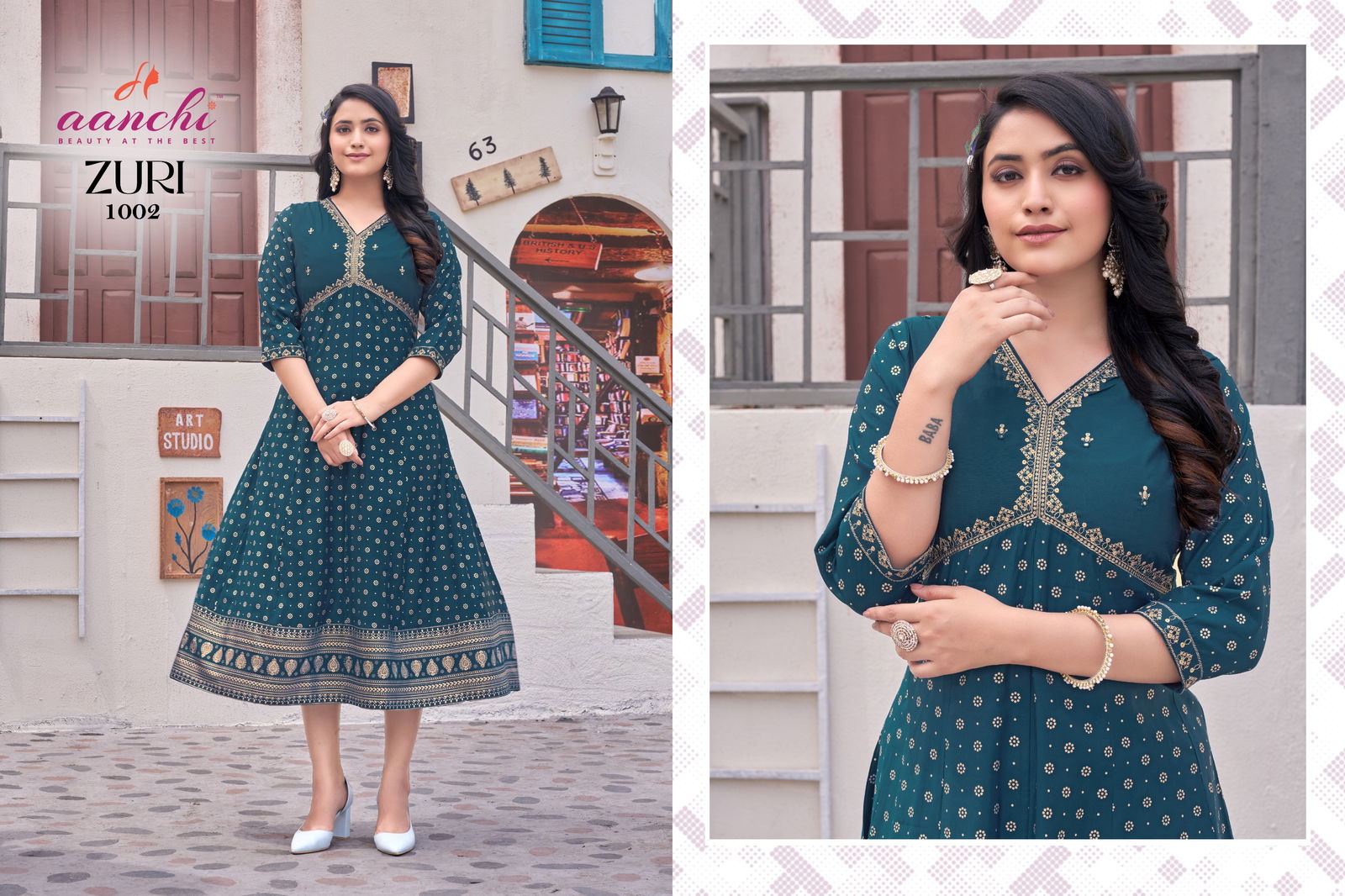 Zuri By Aanchi Alia Cut Embroidery Kurtis Wholesale Market In Surat